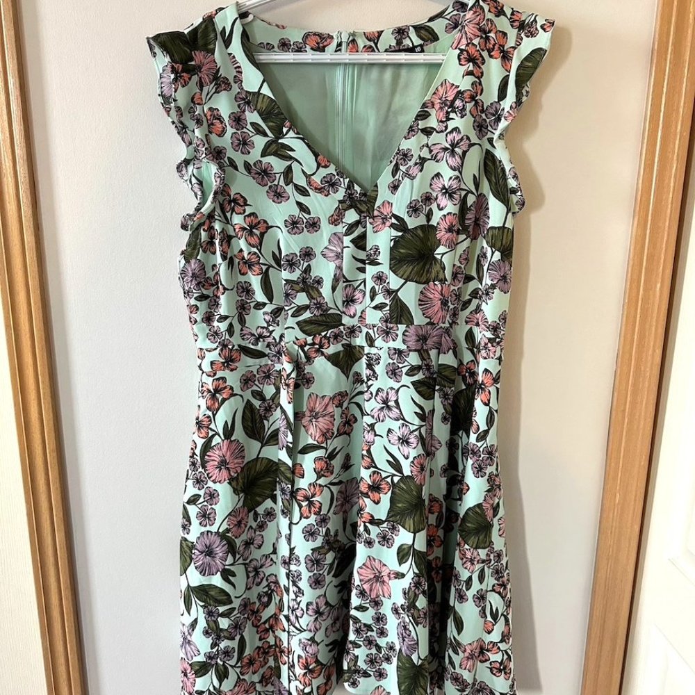 Floral light blue fit &flare dress